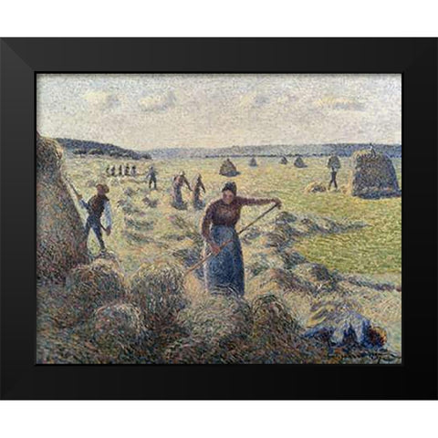 The Hay Harvest, Eragny Black Modern Wood Framed Art Print by Pissarro, Camille