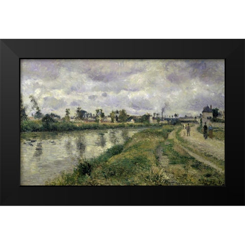 The Rivers Edge Black Modern Wood Framed Art Print by Pissarro, Camille