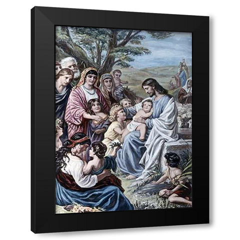 Museumist and the Children Black Modern Wood Framed Art Print with Double Matting by Plockhorst, Bernhard