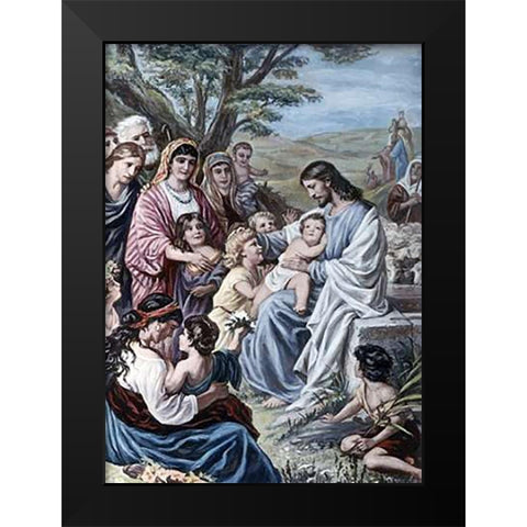 Museumist and the Children Black Modern Wood Framed Art Print by Plockhorst, Bernhard
