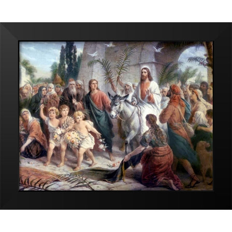 Christs Entrance into Jerusalem Black Modern Wood Framed Art Print by Plockhorst, Bernhard