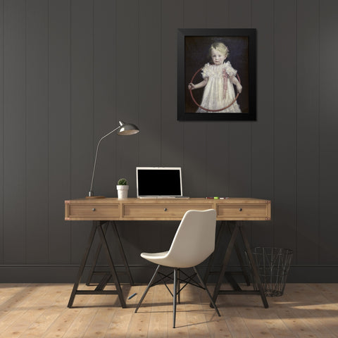 Girl With a Ring Black Modern Wood Framed Art Print by Podkowinski, Wladyslaw