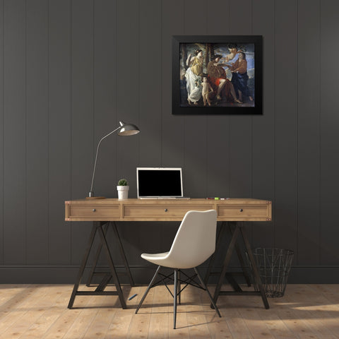 Poets Inspiration Black Modern Wood Framed Art Print by Poussin, Nicolas