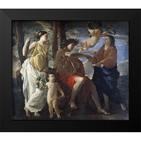 Poets Inspiration Black Modern Wood Framed Art Print by Poussin, Nicolas