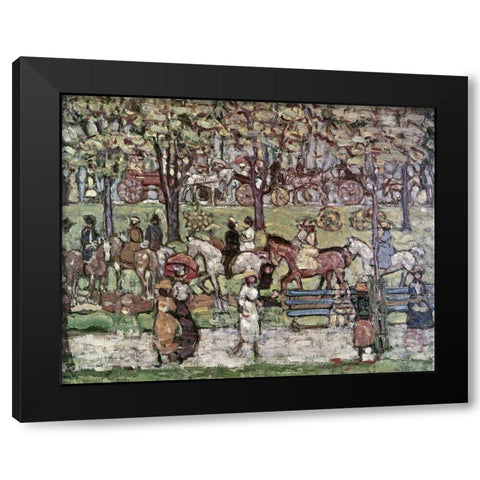 Central Park In 1903 Black Modern Wood Framed Art Print with Double Matting by Prendergast, Maurice Brazil