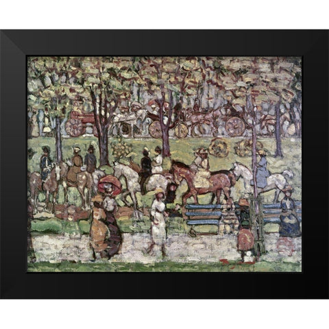 Central Park In 1903 Black Modern Wood Framed Art Print by Prendergast, Maurice Brazil
