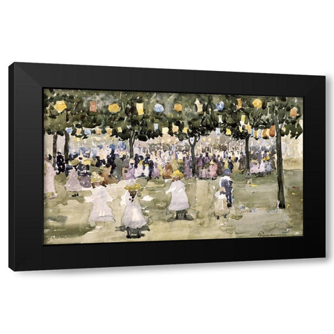 Central Park, New York City, July 4th Black Modern Wood Framed Art Print by Prendergast, Maurice Brazil