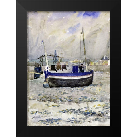 Low Tide, Afternoon, Treport Black Modern Wood Framed Art Print by Prendergast, Maurice Brazil