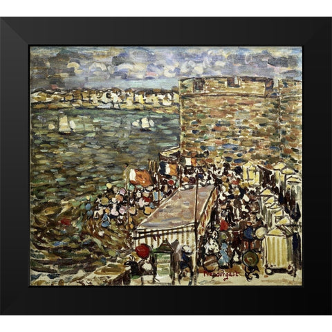 Ramparts, St. Malo Black Modern Wood Framed Art Print by Prendergast, Maurice Brazil