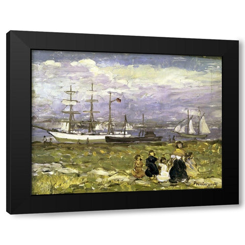 Title Unknown Black Modern Wood Framed Art Print with Double Matting by Prendergast, Maurice Brazil