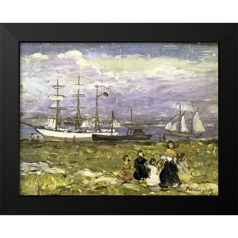 Title Unknown Black Modern Wood Framed Art Print by Prendergast, Maurice Brazil