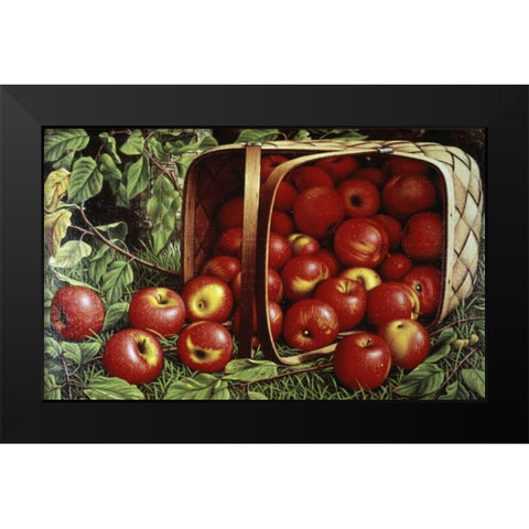 Basket of Apples Black Modern Wood Framed Art Print by Prentice, Levi Wells