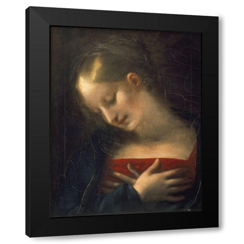 Head of The Virgin Black Modern Wood Framed Art Print by Prudhon, Pierre-Paul