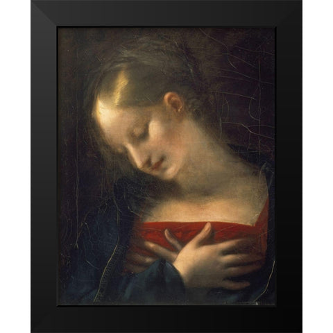 Head of The Virgin Black Modern Wood Framed Art Print by Prudhon, Pierre-Paul