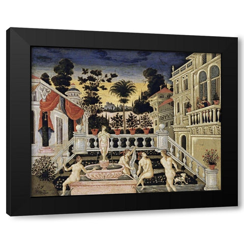 David Watching Bathsheba Bathe Black Modern Wood Framed Art Print with Double Matting by Pulakis, Theodoros