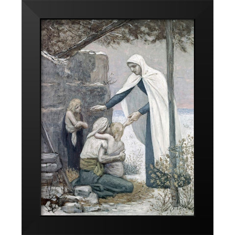 Charity Black Modern Wood Framed Art Print by Puvis de Chavannes, Pierre