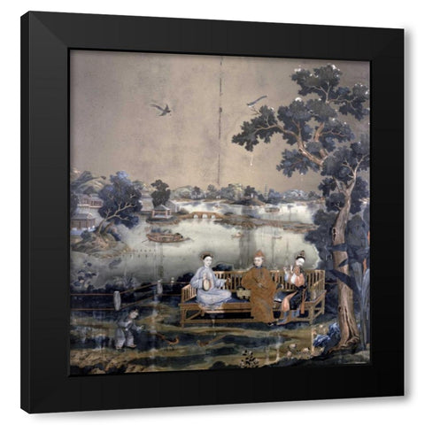 Mirror Painting Black Modern Wood Framed Art Print by Emperor Qianlong