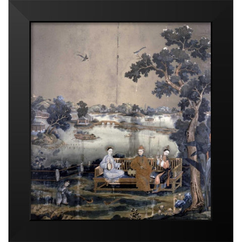 Mirror Painting Black Modern Wood Framed Art Print by Emperor Qianlong