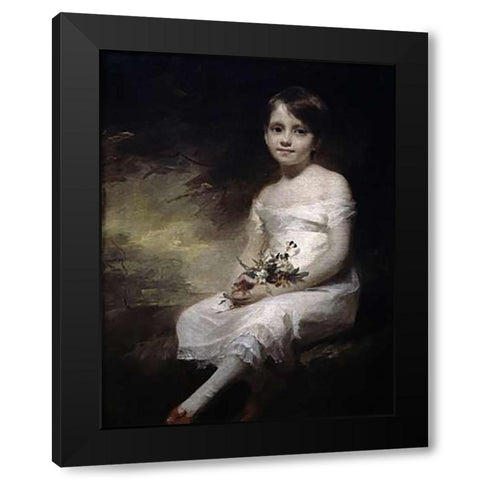 Young Girl With Flowers Black Modern Wood Framed Art Print by Raeburn, Henry