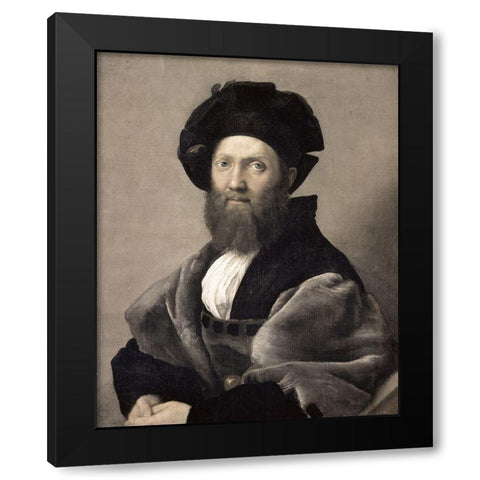Baldassare Castiglione Black Modern Wood Framed Art Print with Double Matting by Raphael
