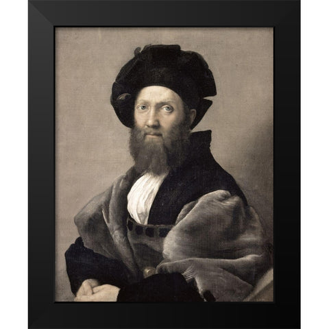 Baldassare Castiglione Black Modern Wood Framed Art Print by Raphael