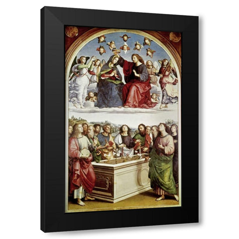 Coronation of The Virgin Black Modern Wood Framed Art Print with Double Matting by Raphael