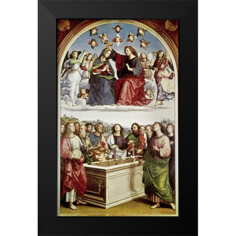 Coronation of The Virgin Black Modern Wood Framed Art Print by Raphael