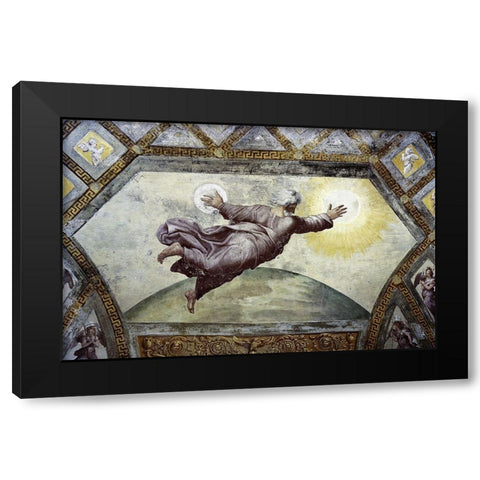 Creation of The Sun and Moon Black Modern Wood Framed Art Print by Raphael