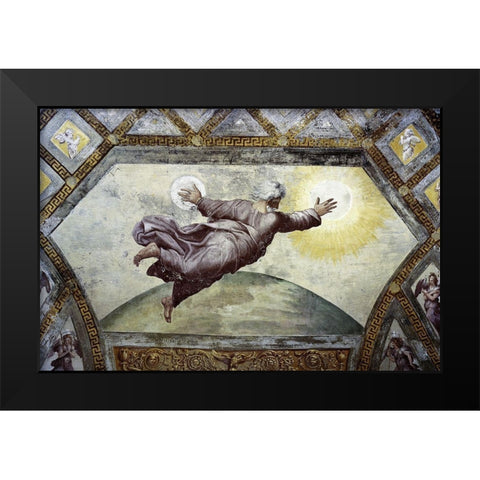 Creation of The Sun and Moon Black Modern Wood Framed Art Print by Raphael