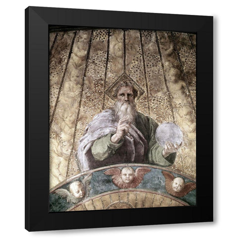 La Disputa - Detail (The Creator) Black Modern Wood Framed Art Print by Raphael