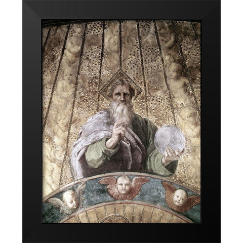 La Disputa - Detail (The Creator) Black Modern Wood Framed Art Print by Raphael