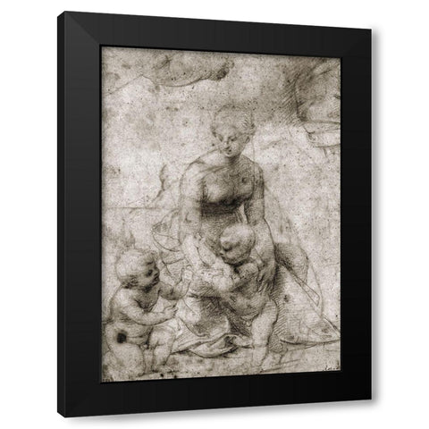 Madonna and Child With John Black Modern Wood Framed Art Print with Double Matting by Raphael