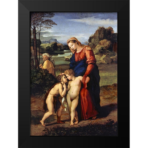 Madonna del Passeggio Black Modern Wood Framed Art Print by Raphael