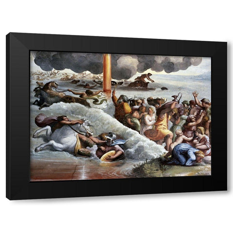 Moses Crossing The Red Sea Black Modern Wood Framed Art Print by Raphael