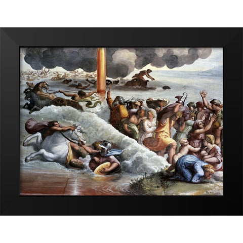 Moses Crossing The Red Sea Black Modern Wood Framed Art Print by Raphael
