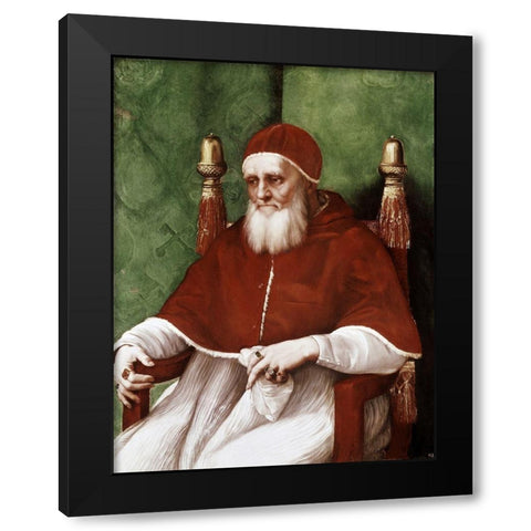 Pope Julius II Black Modern Wood Framed Art Print with Double Matting by Raphael