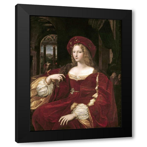 Portrait of Joanna of Aragon Black Modern Wood Framed Art Print with Double Matting by Raphael