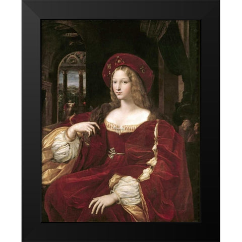 Portrait of Joanna of Aragon Black Modern Wood Framed Art Print by Raphael