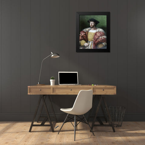 Portrait of Lorenzo DeMedici Black Modern Wood Framed Art Print by Raphael