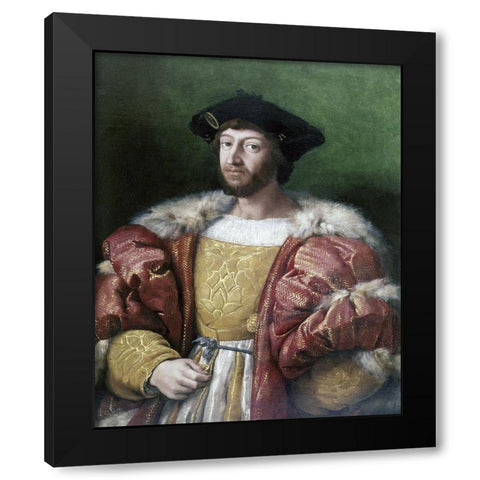 Portrait of Lorenzo DeMedici Black Modern Wood Framed Art Print by Raphael