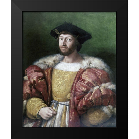 Portrait of Lorenzo DeMedici Black Modern Wood Framed Art Print by Raphael