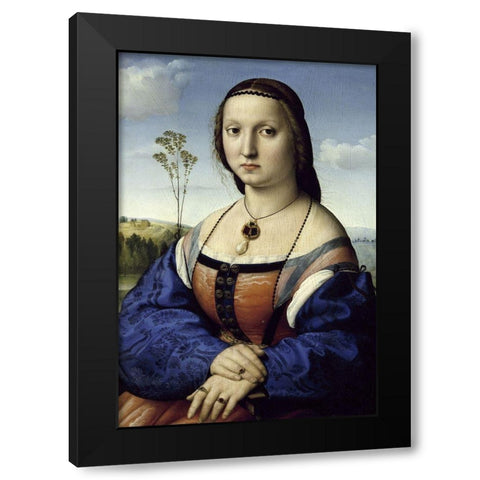Portrait of Maddalena Strozzi Doni Black Modern Wood Framed Art Print by Raphael