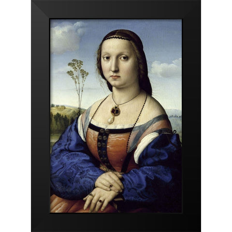 Portrait of Maddalena Strozzi Doni Black Modern Wood Framed Art Print by Raphael