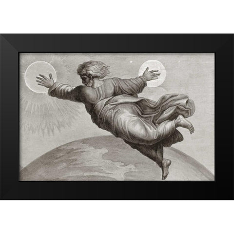 Sun and Moon Black Modern Wood Framed Art Print by Raphael