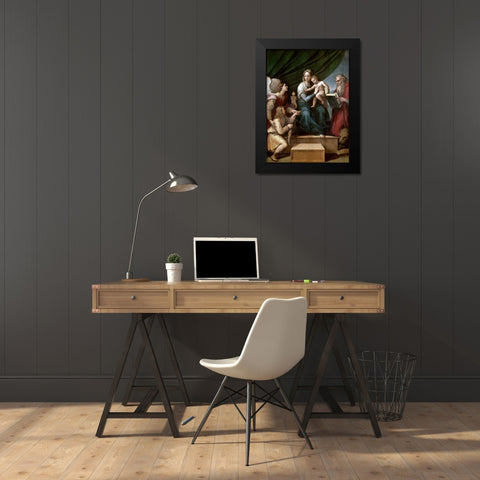 Virgin of The Fish Black Modern Wood Framed Art Print by Raphael