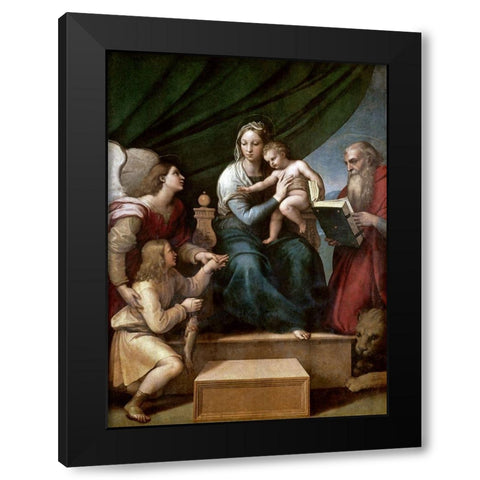 Virgin of The Fish Black Modern Wood Framed Art Print with Double Matting by Raphael