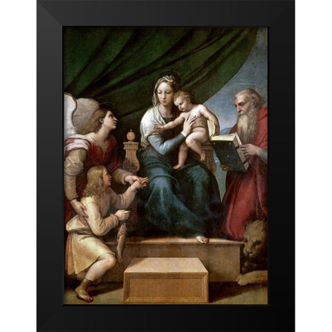 Virgin of The Fish Black Modern Wood Framed Art Print by Raphael