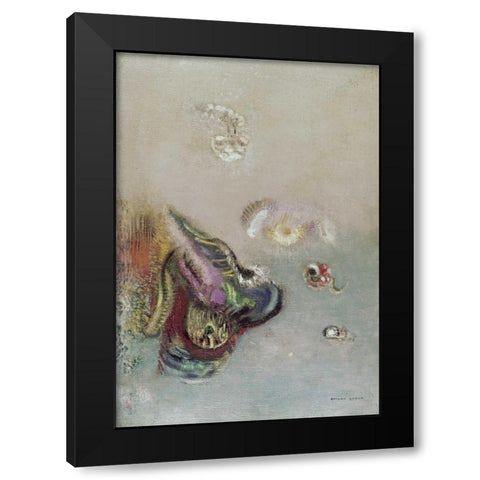 Abstract Scene Black Modern Wood Framed Art Print with Double Matting by Redon, Odilion