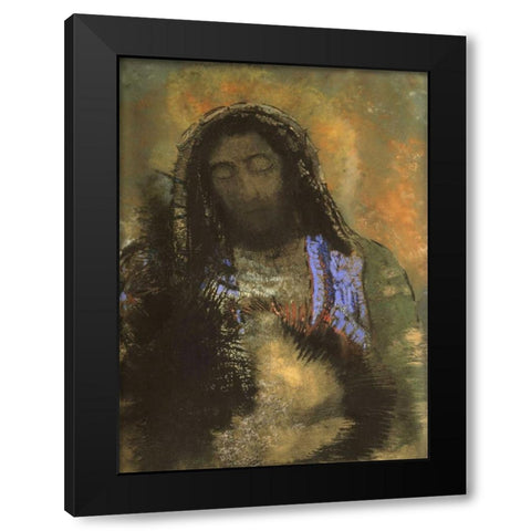 Christ of the Sacred Heart Black Modern Wood Framed Art Print by Redon, Odilion