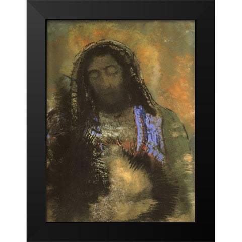 Christ of the Sacred Heart Black Modern Wood Framed Art Print by Redon, Odilion